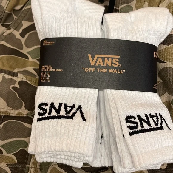 Vans Socks 6 pairs set CREW VANS.
"OFF THE WALL" White/Black 
NWT - Picture 2 of 16